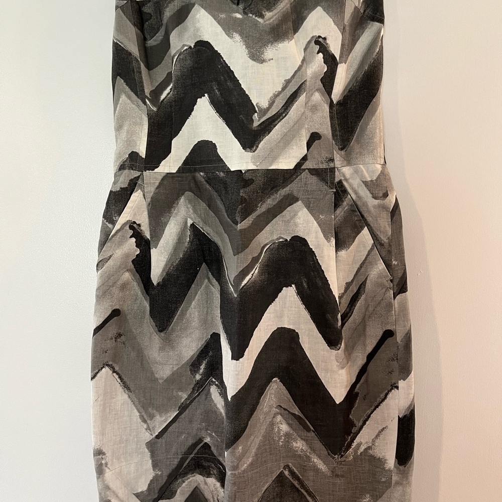 Chevron Patterned Black and Gray Dress
